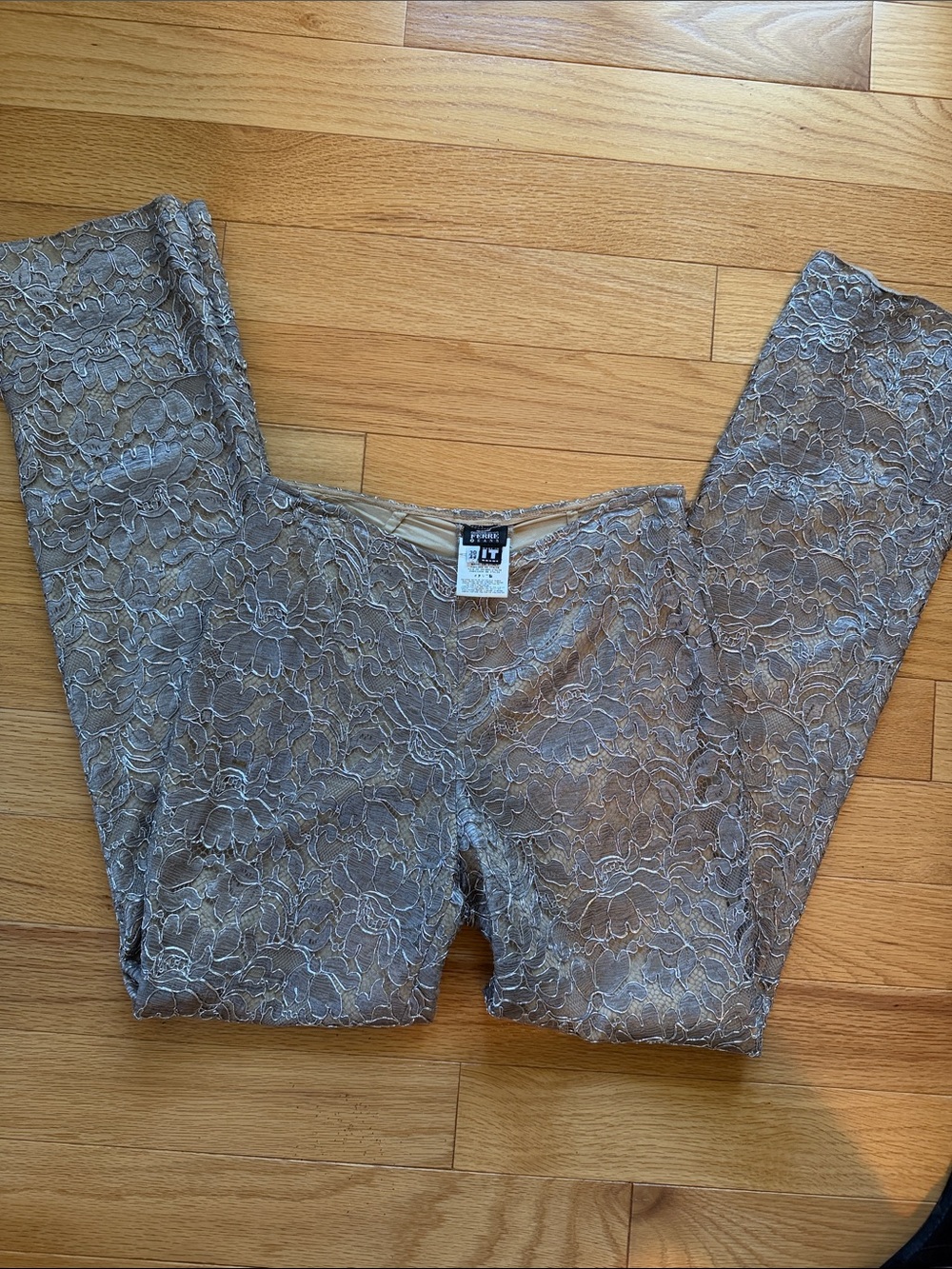 Gianfranco Ferré Jeans Metallic Taupe Lace Skinny Pants
